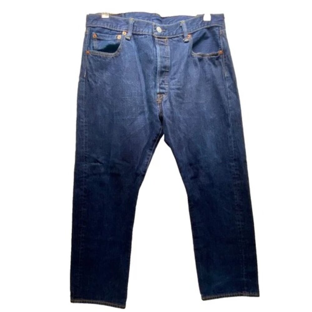 Levi's 501 Jeans Men's (36x30 Tag) Blue Straight Reg Button Fly Jean (35x29 Fit)